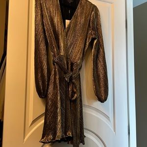 Bardot metallic gold dress